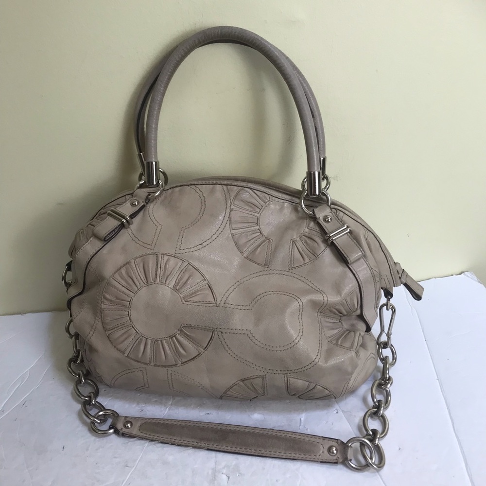 COACH Sophia Putty CC Leather Gathered Shoulder Bag Satchel Handbag Retail Tote